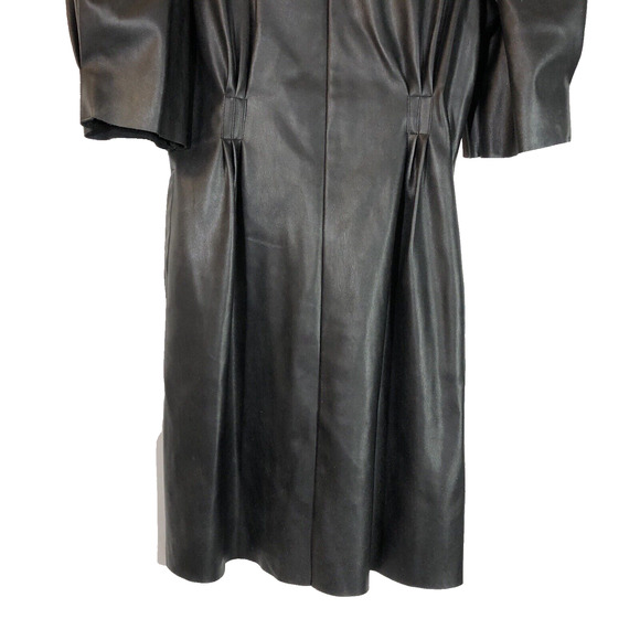 En Saison Puff Sleeve Faux Leather Minidress Black Small with Pockets - Picture 4 of 15